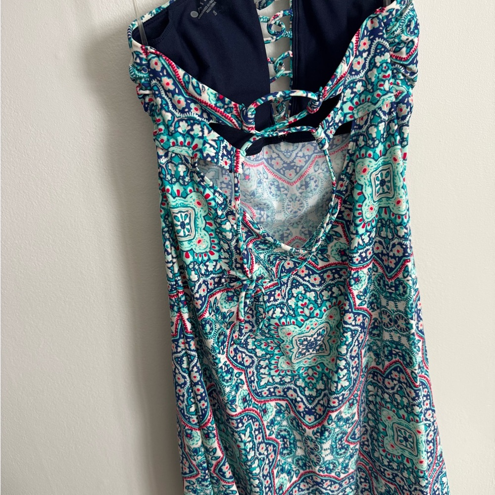 Athleta Blue and Pink Patterned Swim Dress - Picture 3 of 4